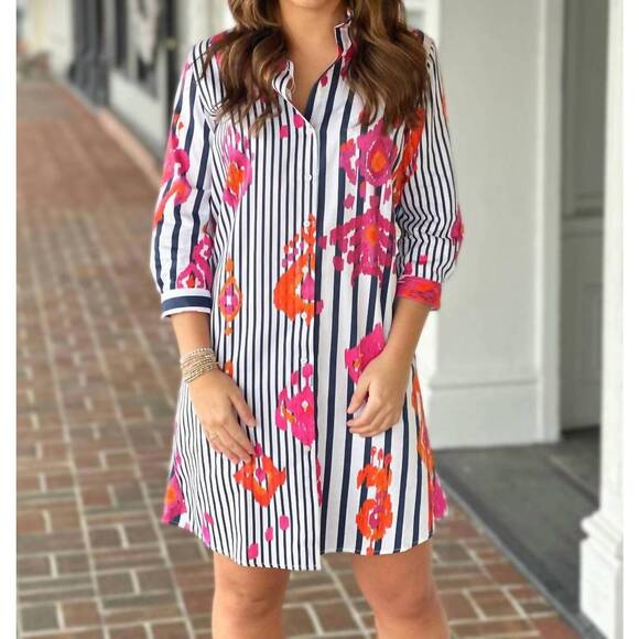 VILAGALLO Dresses & Skirts - NEW VILAGALLO dover dress in ikat rosa naranja raya